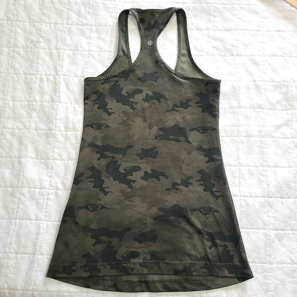 lululemon athletica Olive Green Camo Racerback Tank Top